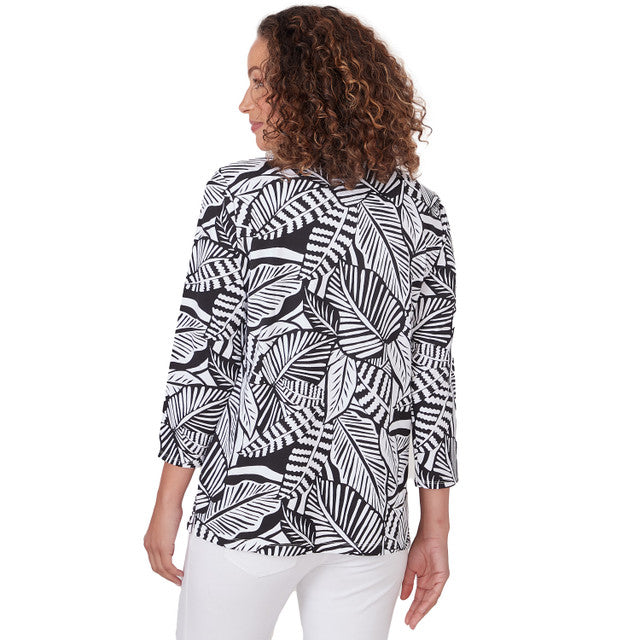 Tropical Leaf Print Top Black/White - Ruby Rd