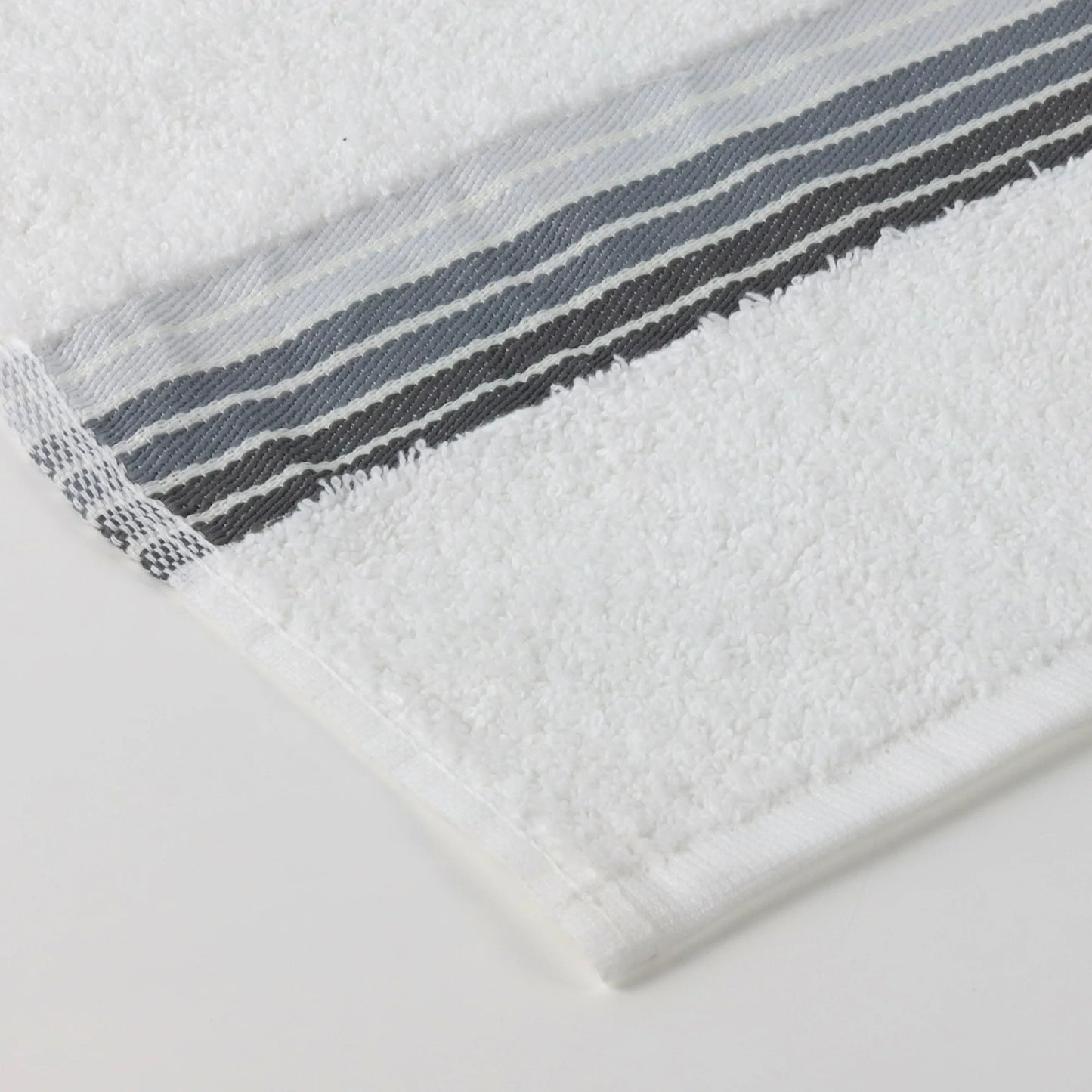 Bath Towel Ombre Stripe White 27x52