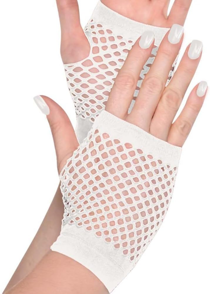 Fishnet Glove Short White