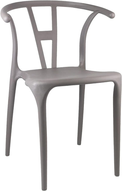 Nordic Style PP Plastic Dining Chair with Backrest Grey