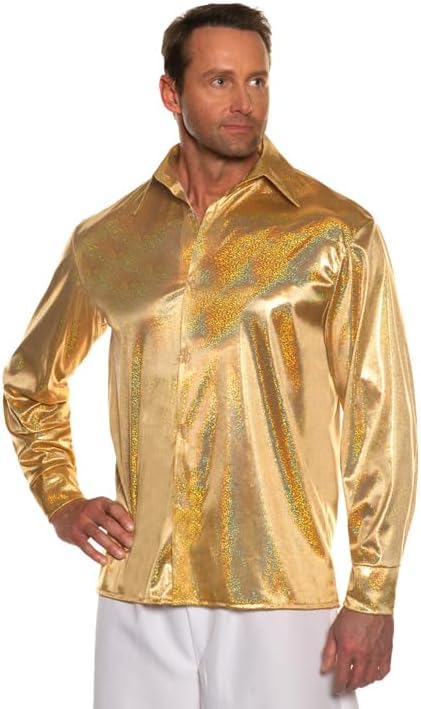 70's Metallic Disco Shirt Gold
