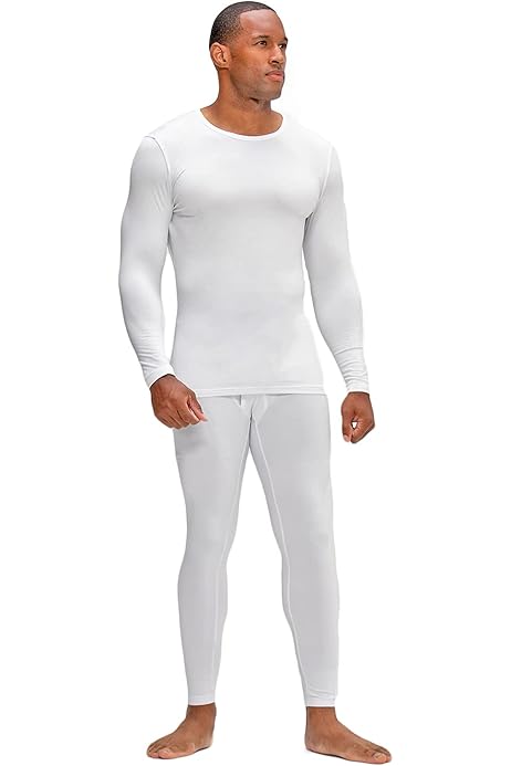 Mens Microfiber Fleece Base Layer Set/ White