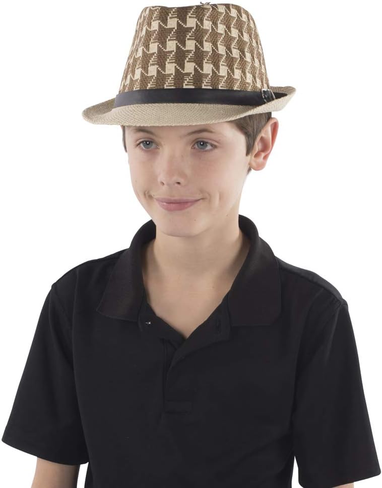 Brown Checkerboard Fedora Hat
