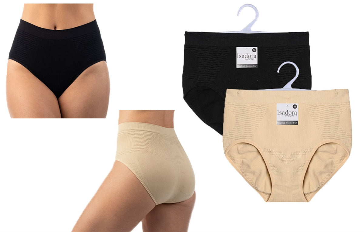 Nylon/Spandex Seamless Brief With Cotton Crotch
