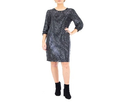 Dress Black Silver Glitter - Nina Leonard