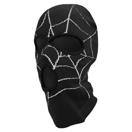 BOYS KNIT SPIDER WEB FACE MASK BLACK