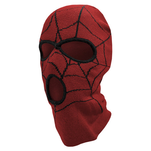 BOYS KNIT SPIDER WEB FACE MASK RED