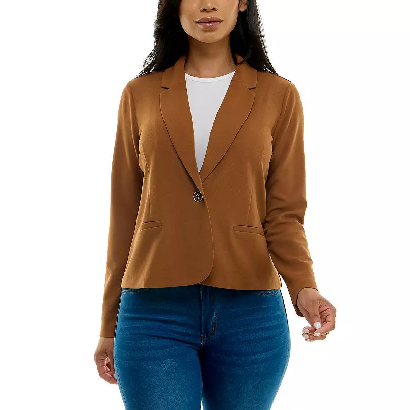Long Sleeve Crop Blazer Cognac