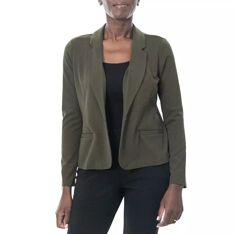 Long Sleeve Crop Blazer Dark Olive
