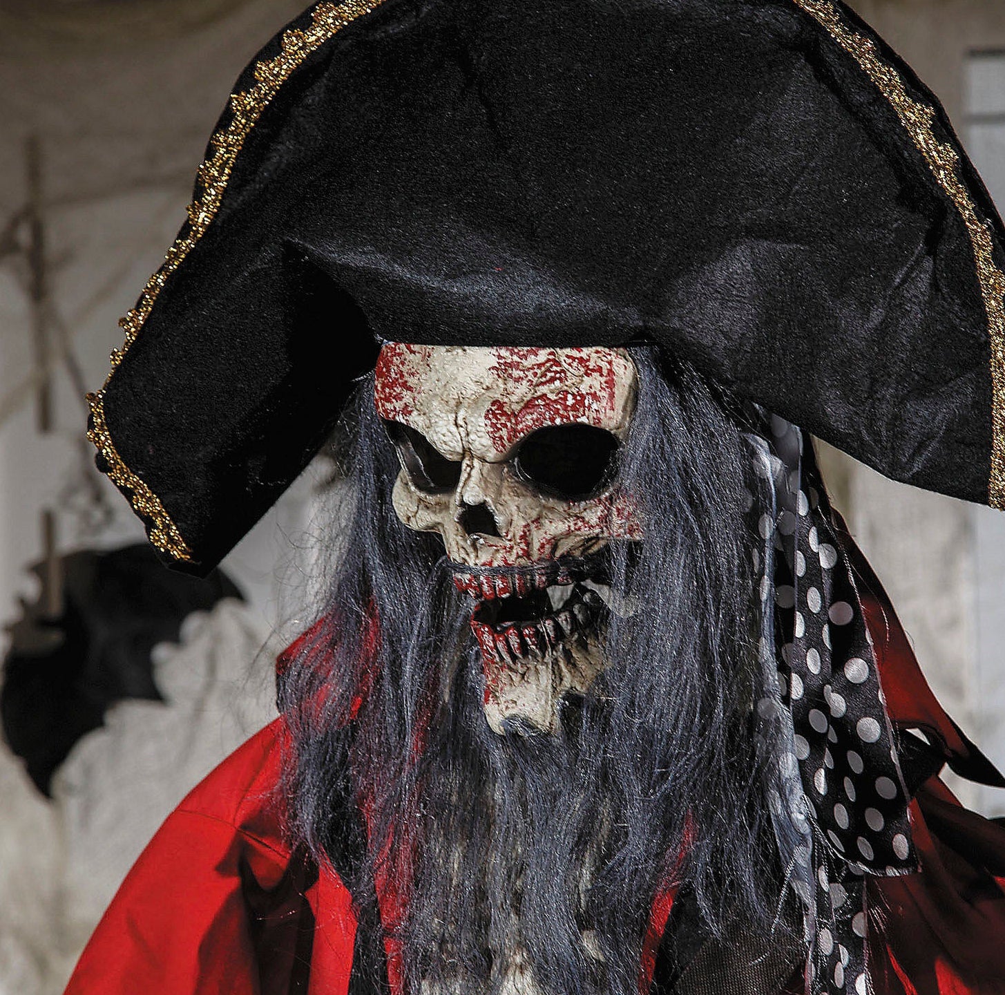 6 Ft. Standing Animated Plastic Skeleton Pirate