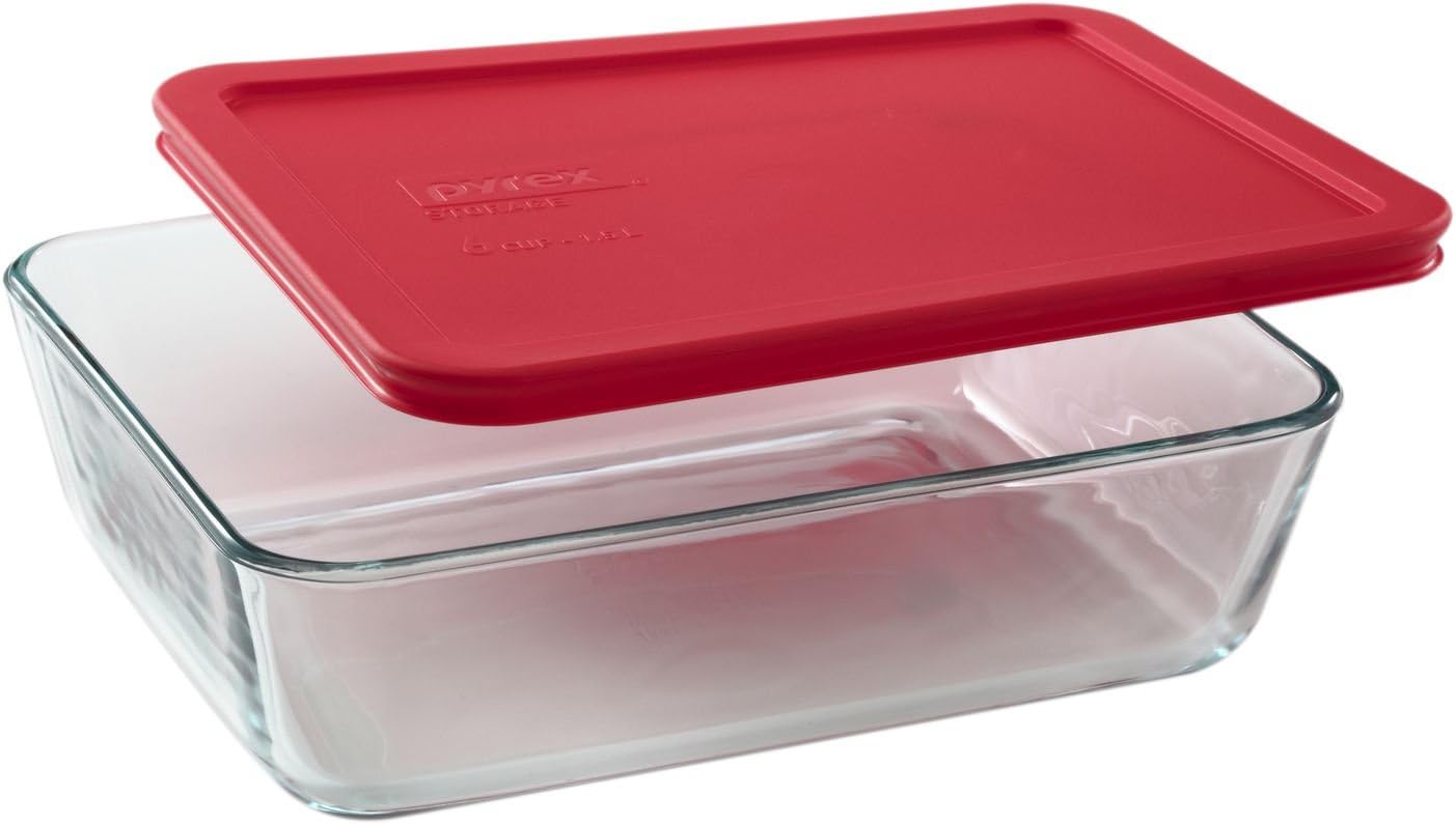 6 pc. Rectangle Food Storage Value Pack w/Red Snug Fit Lids Clear/Red