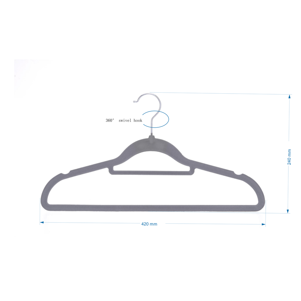 Grey - Set of 25 Velvet Hangers