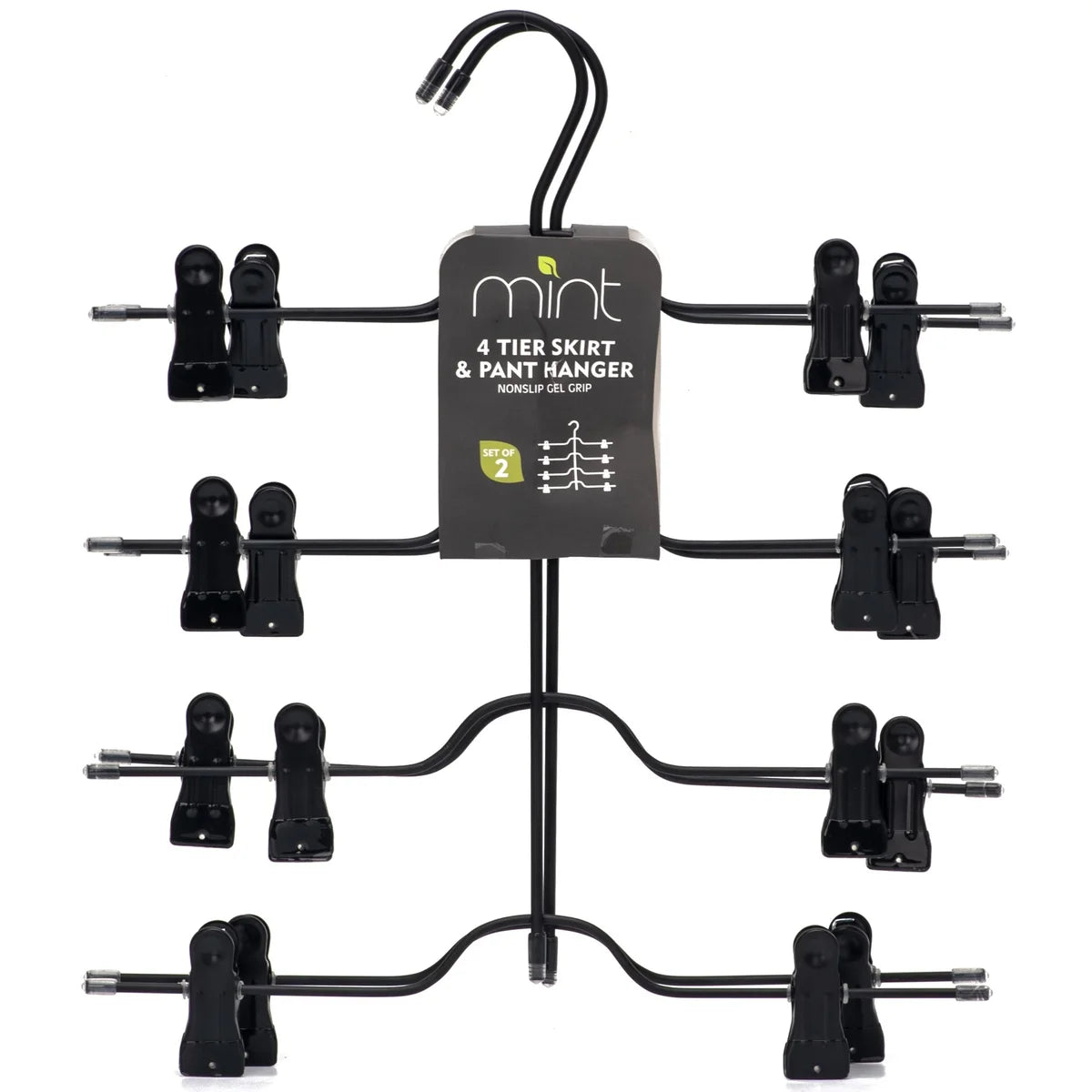 Clear/Matte Black S/2 4-Tier Pant & Skirt Gel Hanger
