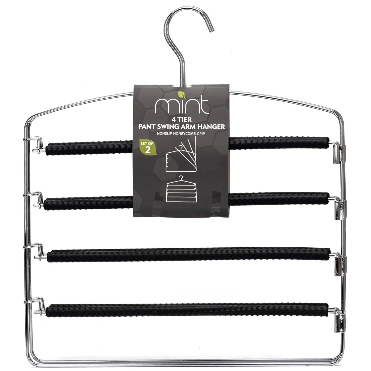 Black/Chrome S/2 4-Tier Pant Hanger