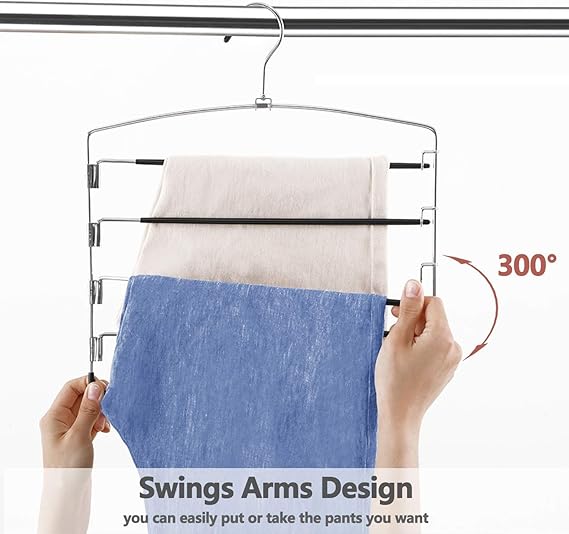 Black/Chrome S/2 4-Tier Pant Hanger