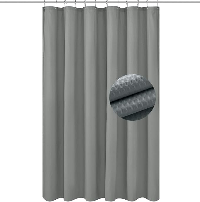 Grey - 70x72" Soft Embossed Microfiber Fabric Shower Curtain