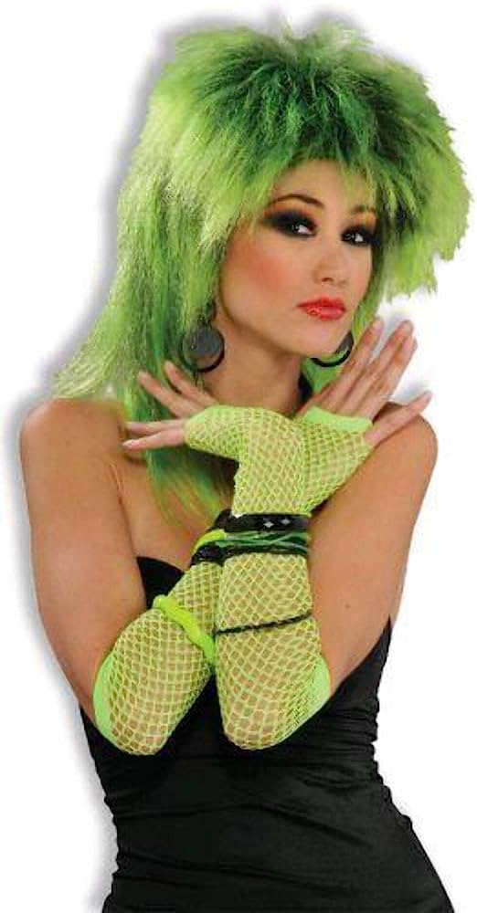 Long Fishnet Gloves Neon Green