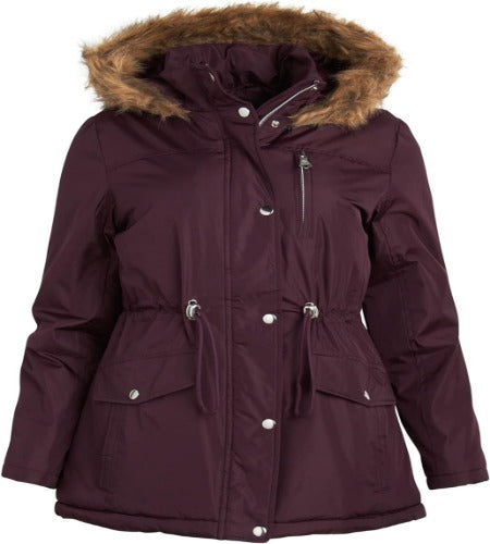 PVC Coated Anorak W/Fur Trim Fig Plus