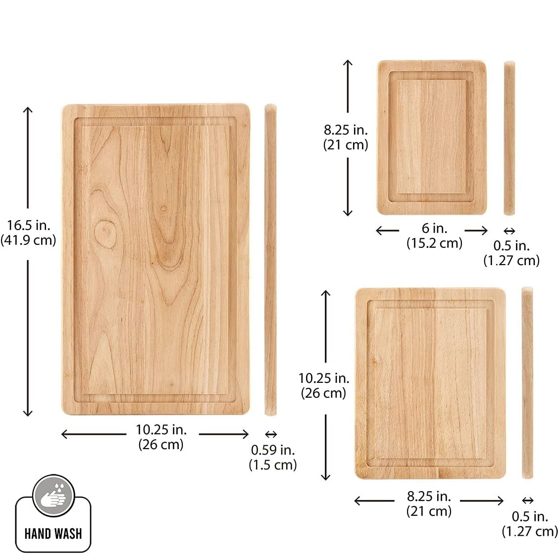 Rubberwood Chopping Board Set 3