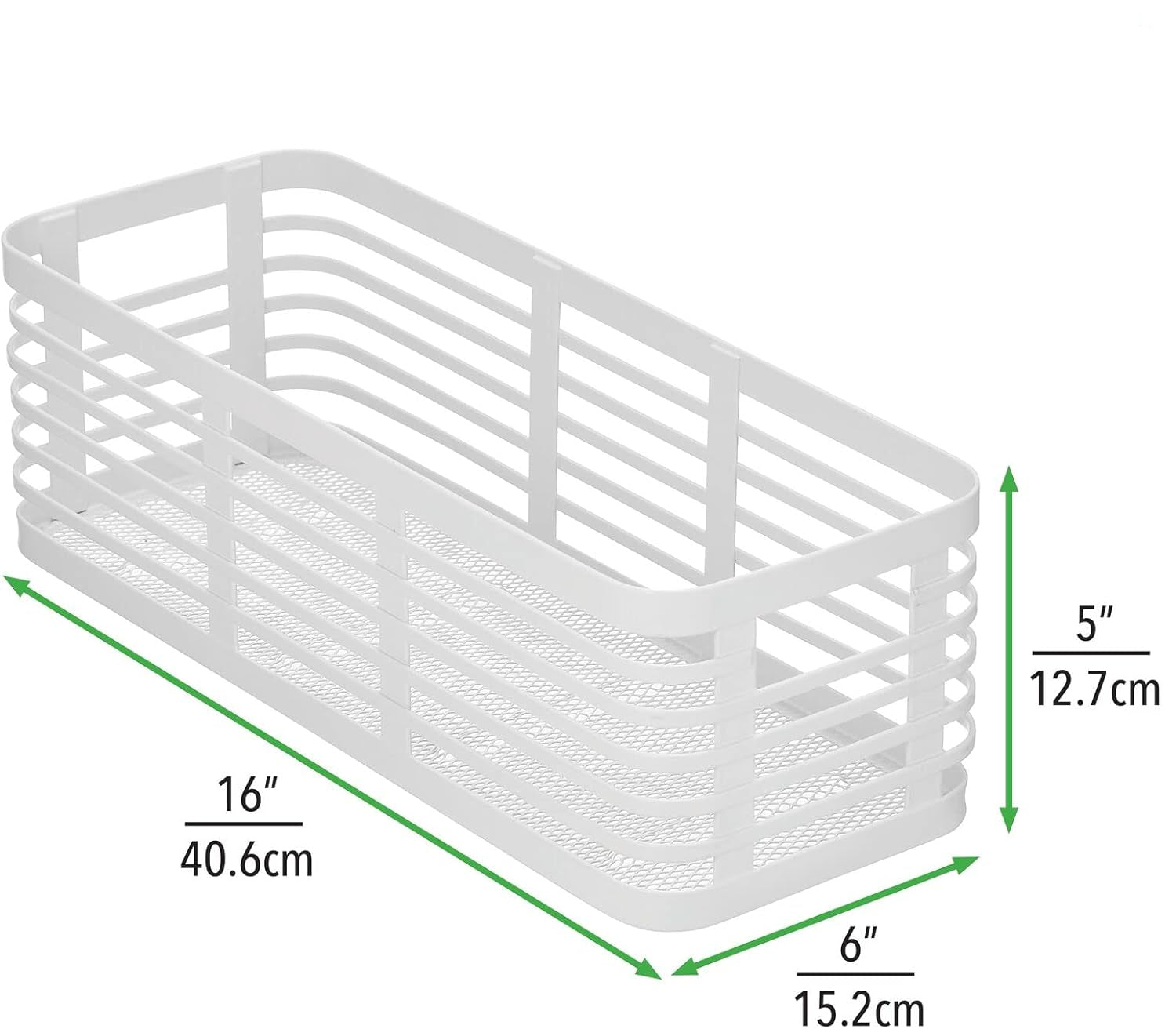 Basket Steel White 16 x 5 x 6