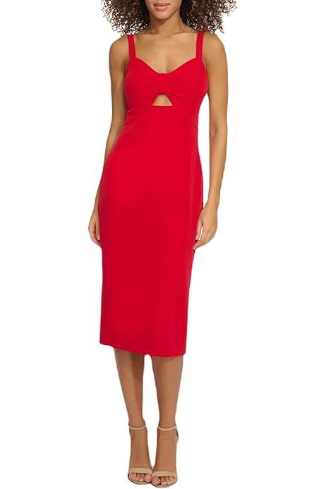 Midi dress with keyhole Red - Siena