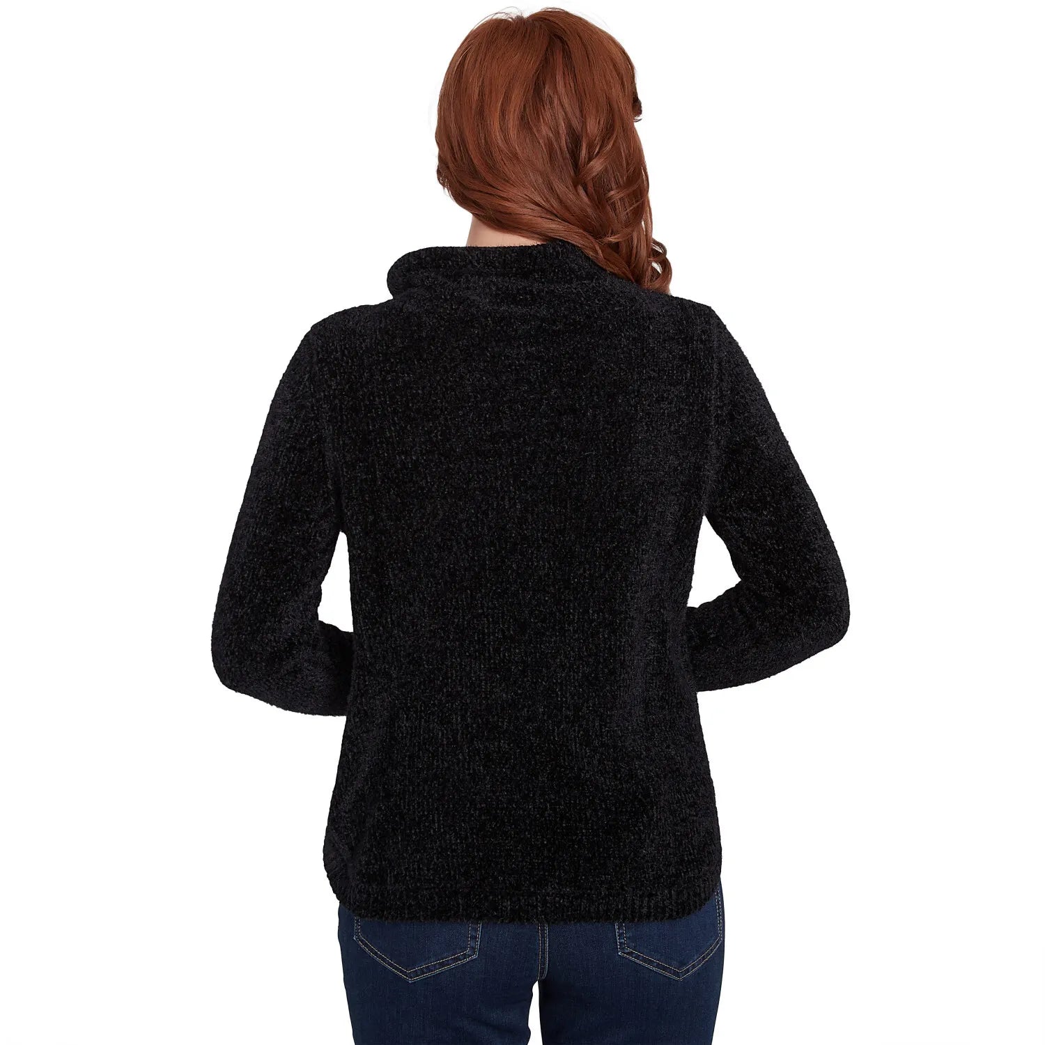 Chenille Eyelash Pullover Pouch Pocket Sweater Black - Ruby Rd