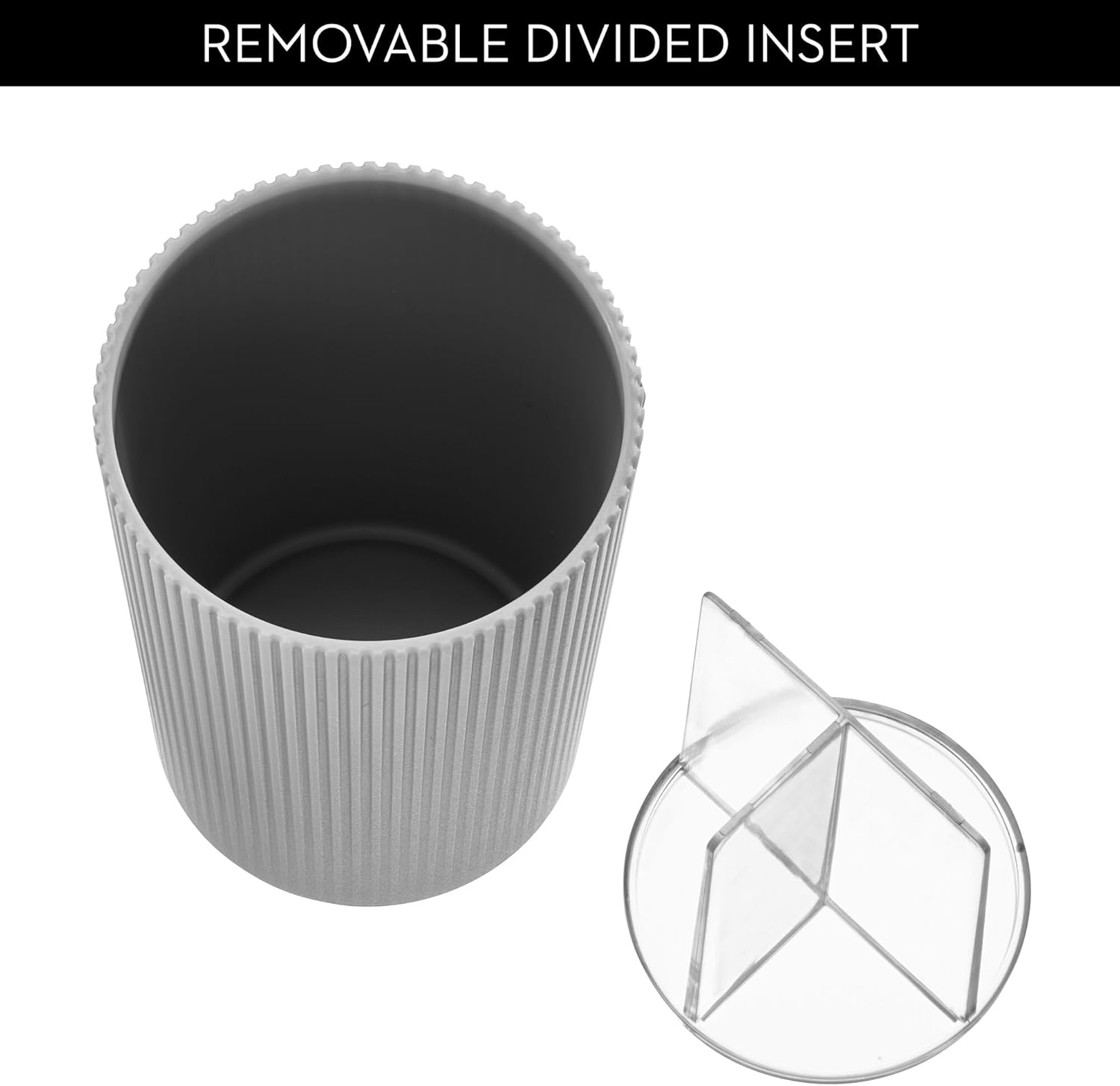 Fluted Toothbrush Holder Grey/Clear