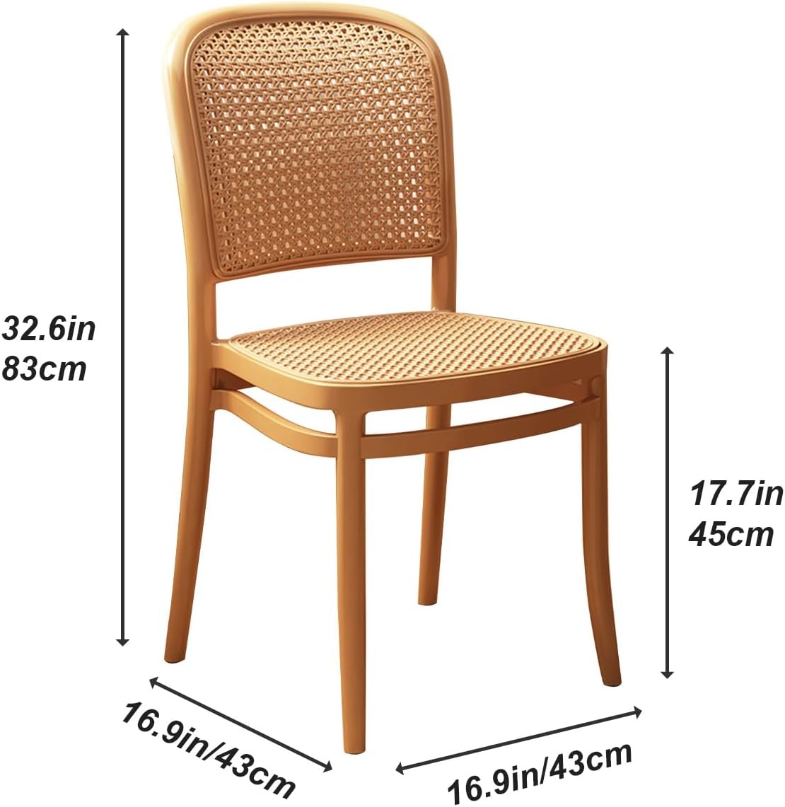 Commercial Rattan -Style Stackable Plastic Dining Chair Beige