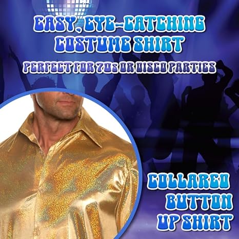 70's Metallic Disco Shirt Gold