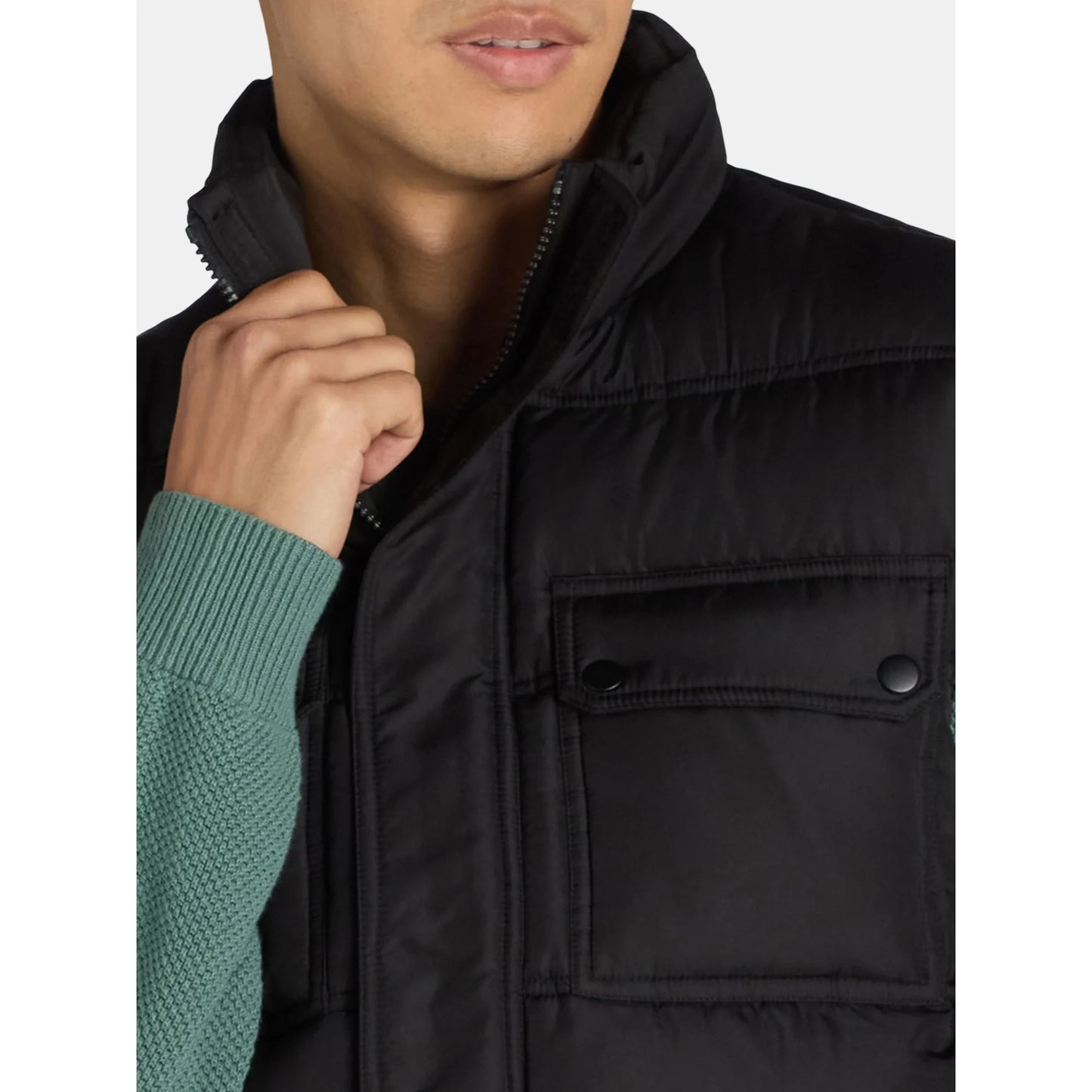 Puffer Vest Quilted Puffer Vest with Pockets Black