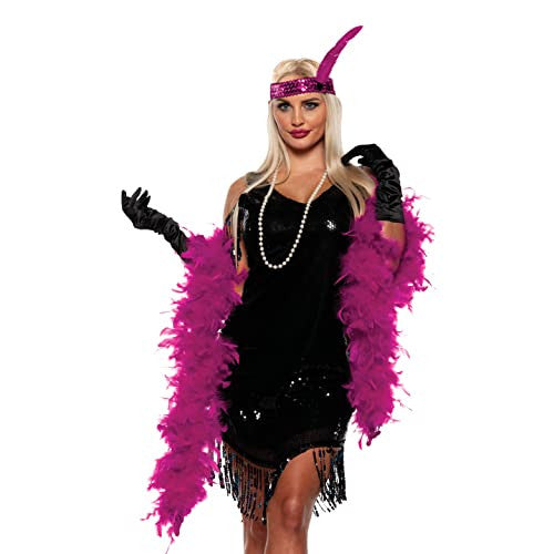 Boa de plumas Schlappen teñida iridiscente de 20-25 cm - Negro/Iridiscente