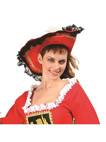 Musketeer / Pirate Hat with Lace Red