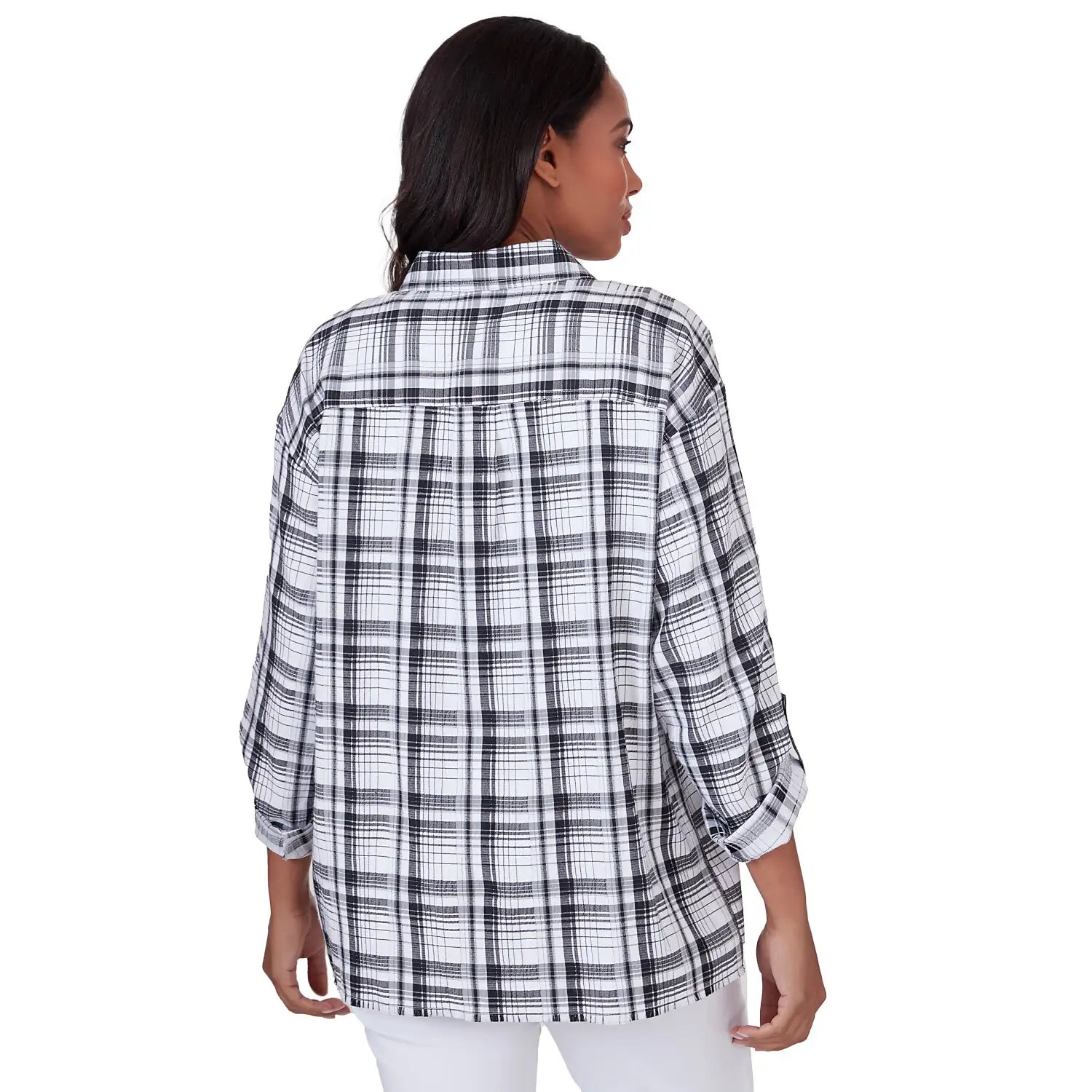 Black And White Plaid Shirt Jacket