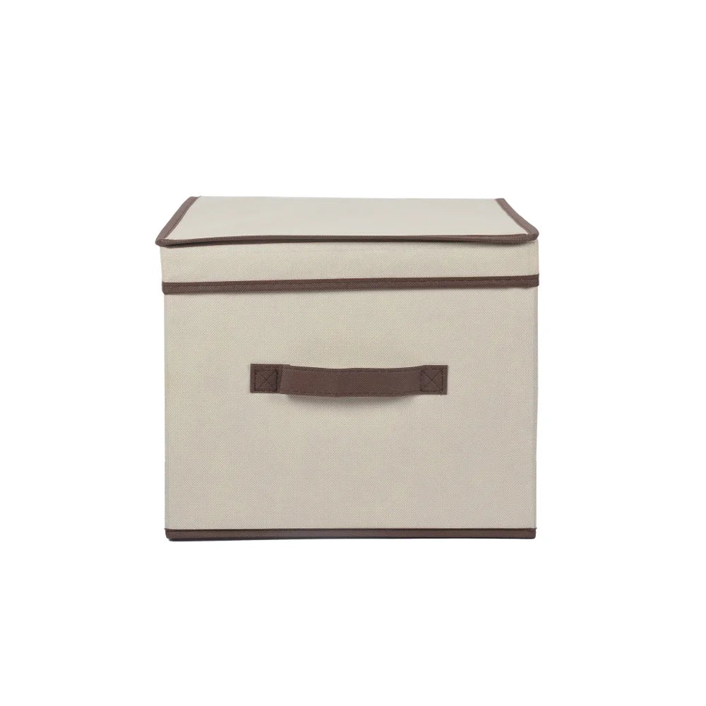 12" x 11" x 6" Small Non Woven Storage Box with Lid Beige
