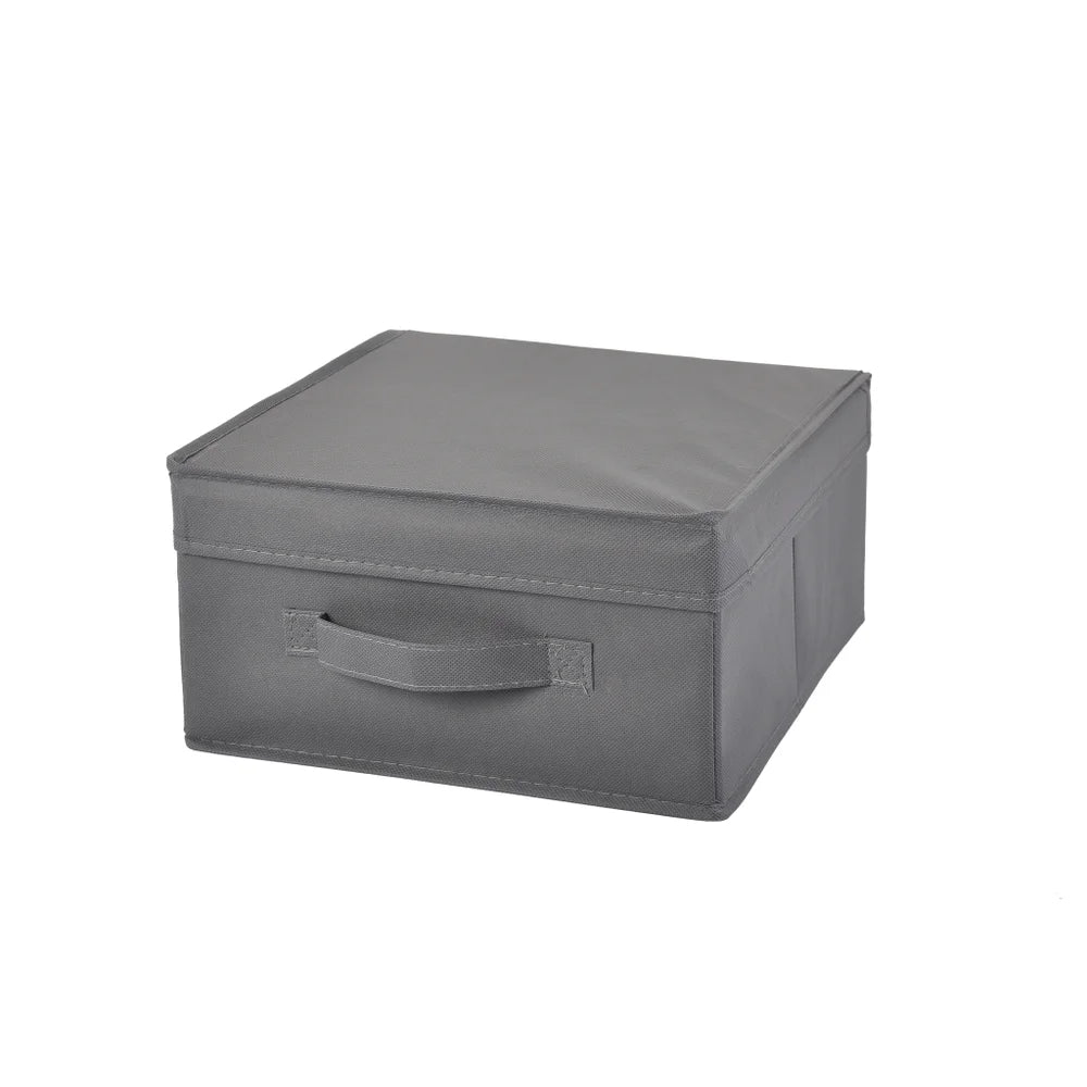 12" x 11" x 6" Small Non Woven Storage Box with Lid Grey