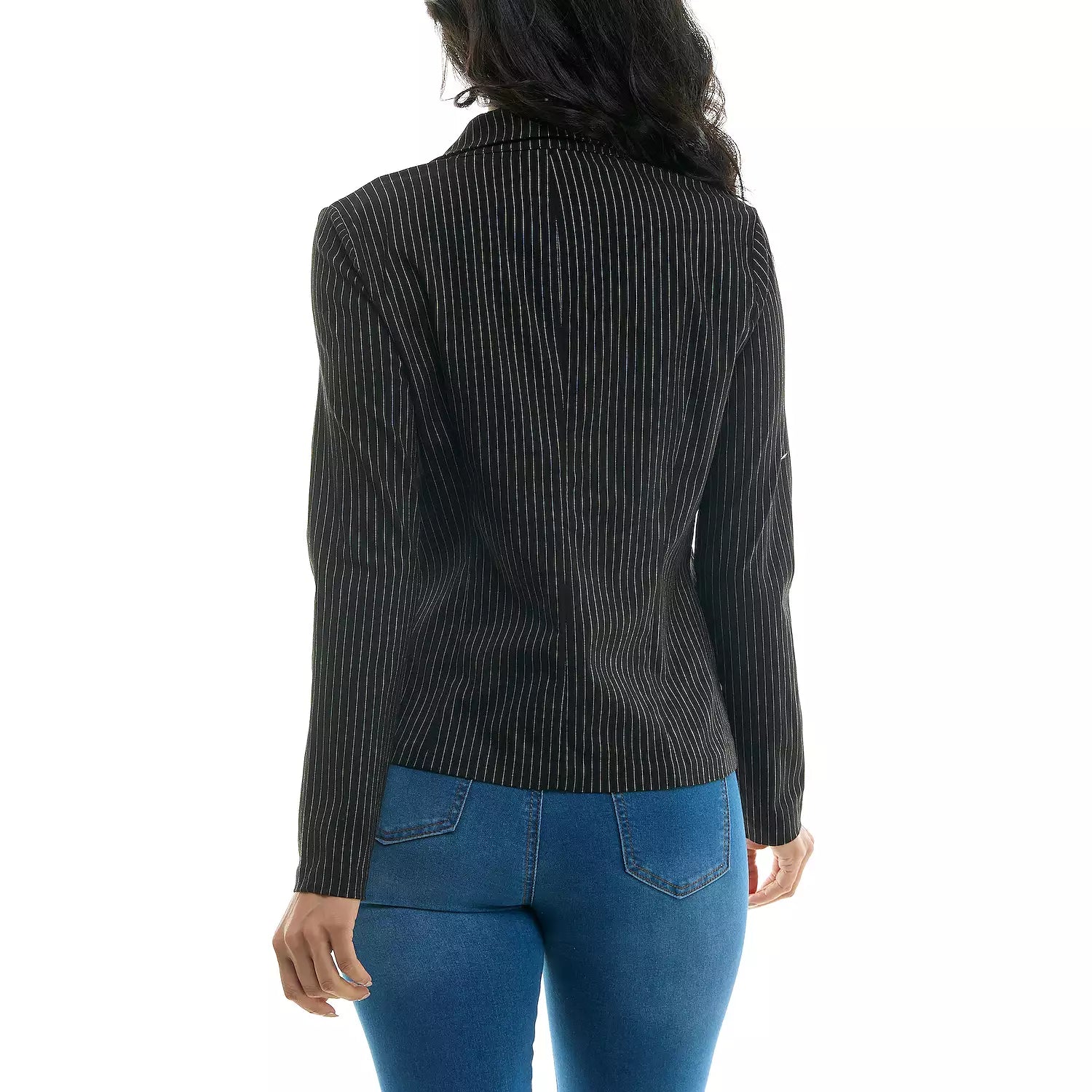 Crop Blazer Front Button Black/White - Nina Leonard