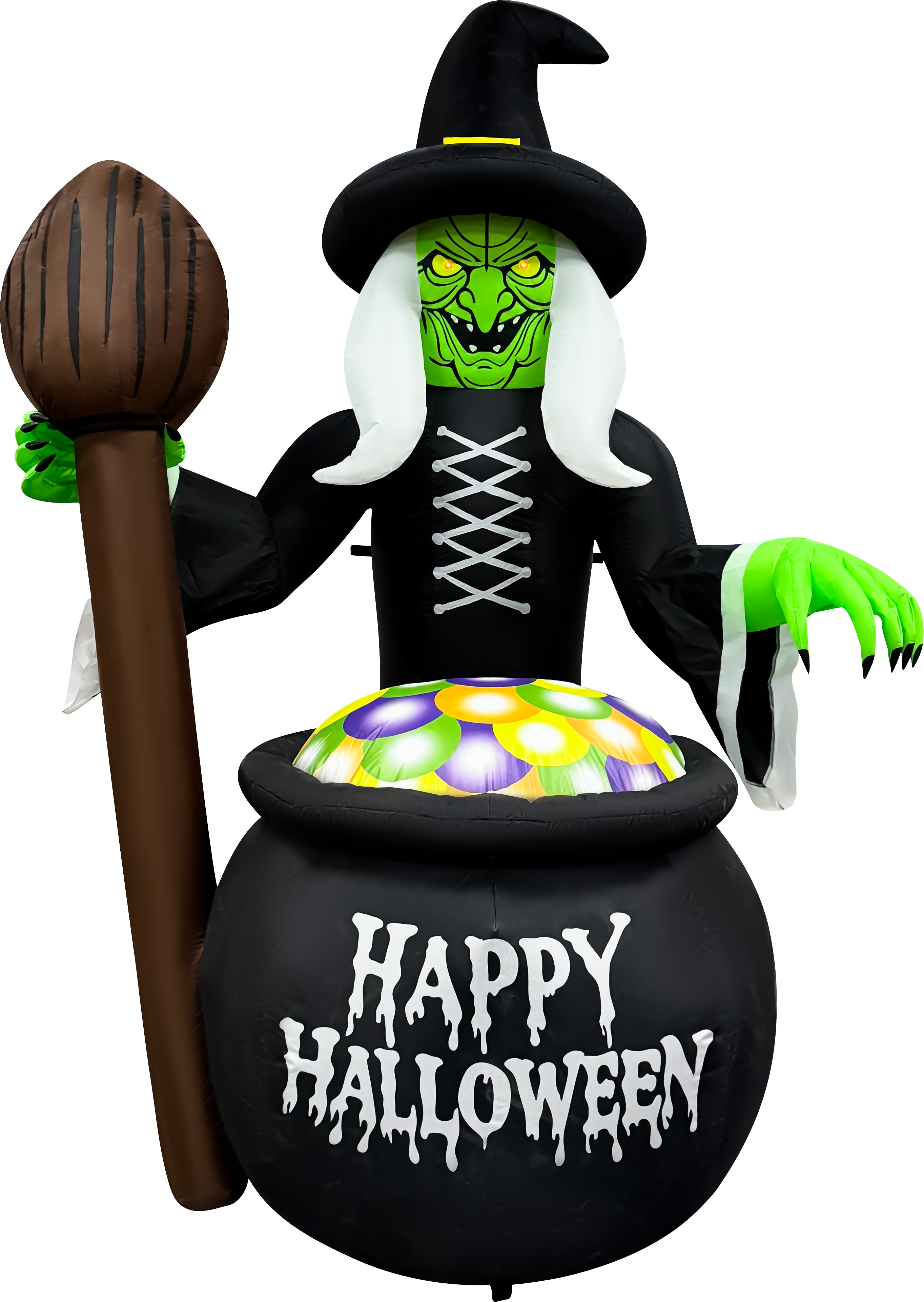 6.5FT Inflatable Witch with Cauldron Happy Halloween