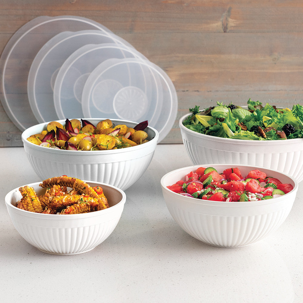 8 Piece Covered Bowl Set, White