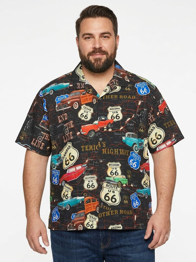 Poly Print Hawaiian Plus Shirts ROUTE 66