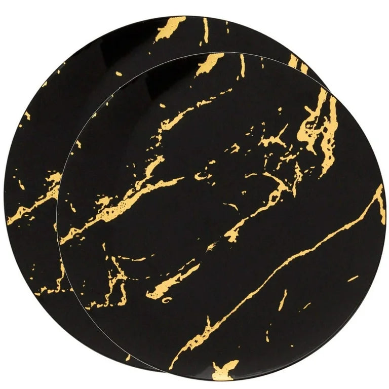 20 ct 10.25" Marble Black Gold Plate