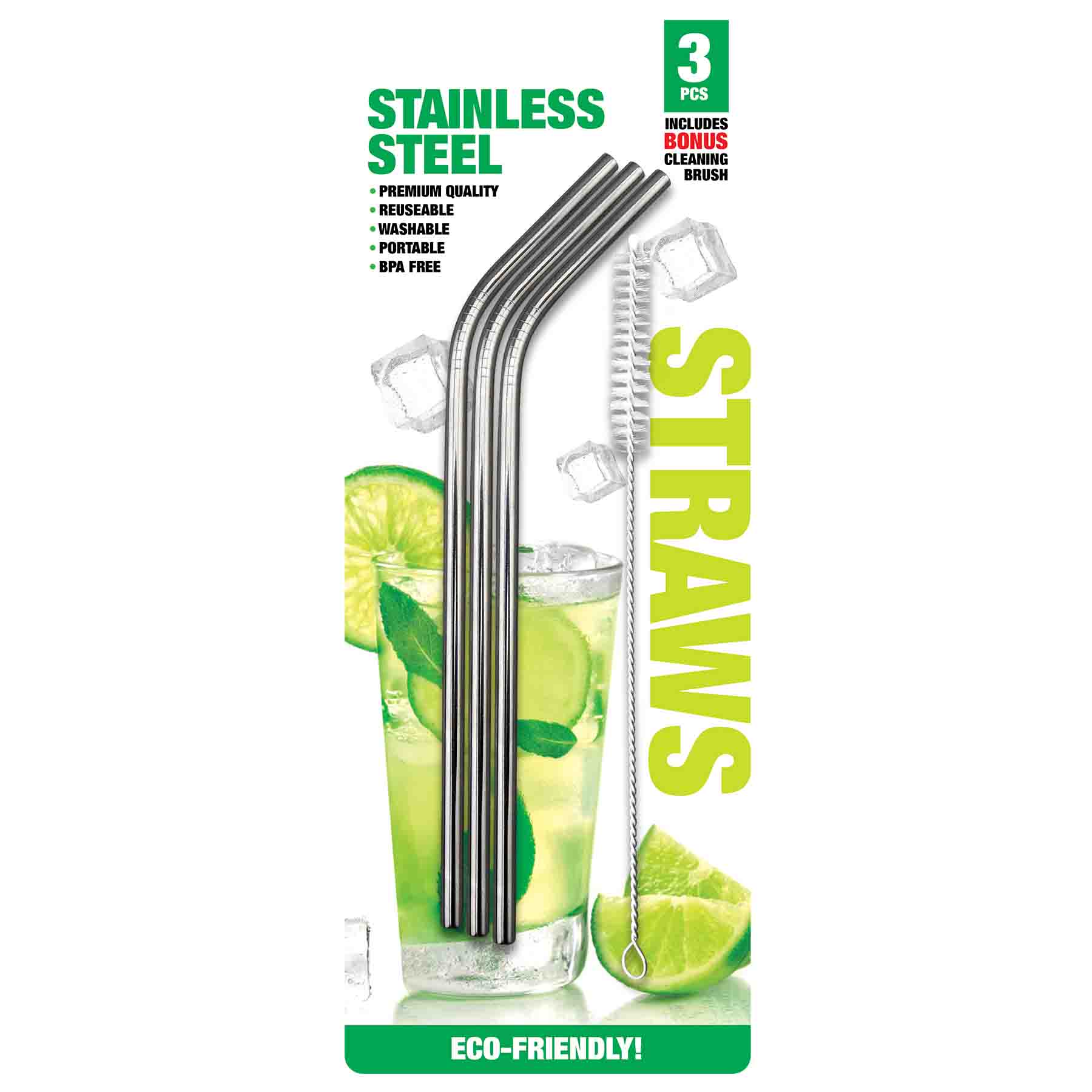 3 Pack Stainless Steel Straws
