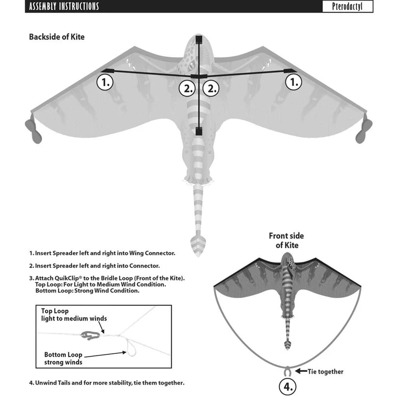 FantasyFliers Pterodactyl Nylon Kite, 70 Inches Wide