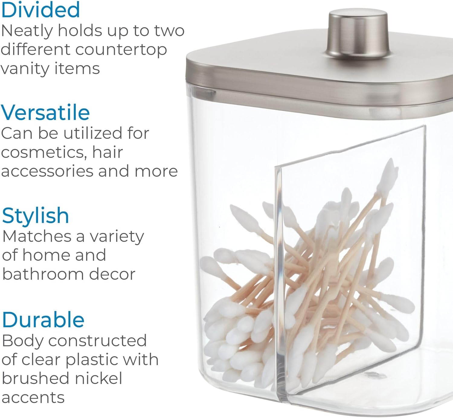 Ilyse Divided Canister Clear/ Brushed Nickel