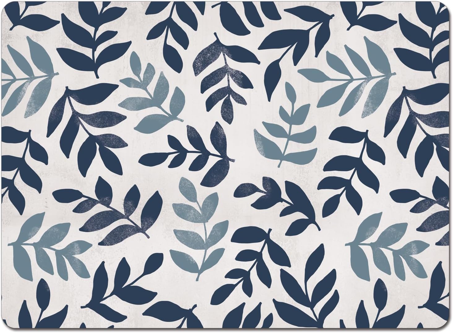 Meadow Blue Leaf Floral Hardboard Cork-Back Placemat Set of 4