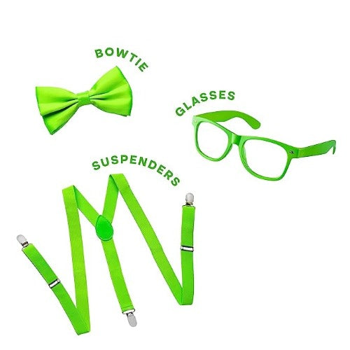 Neon Suspender Set - Green