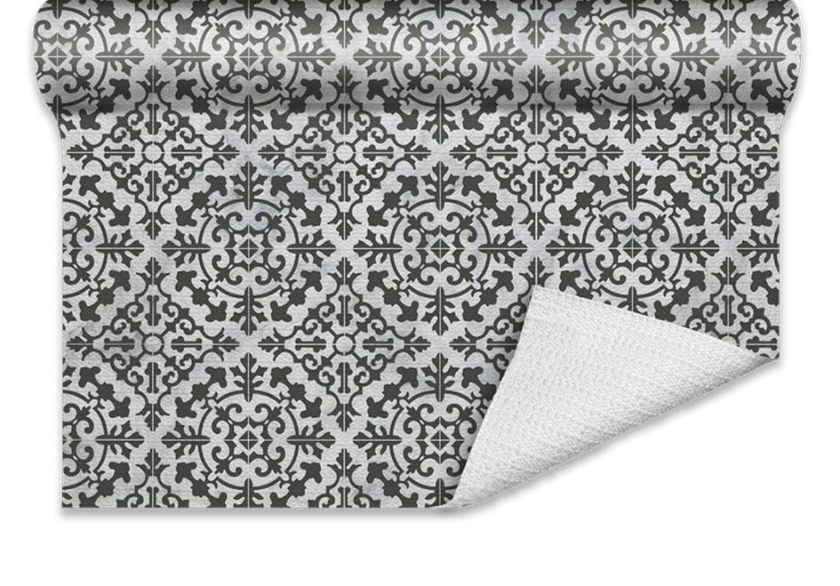 Grip Prints Non-Adhesive Shelf Liner, Carrara Tile Charcoal 12 in x 8ft