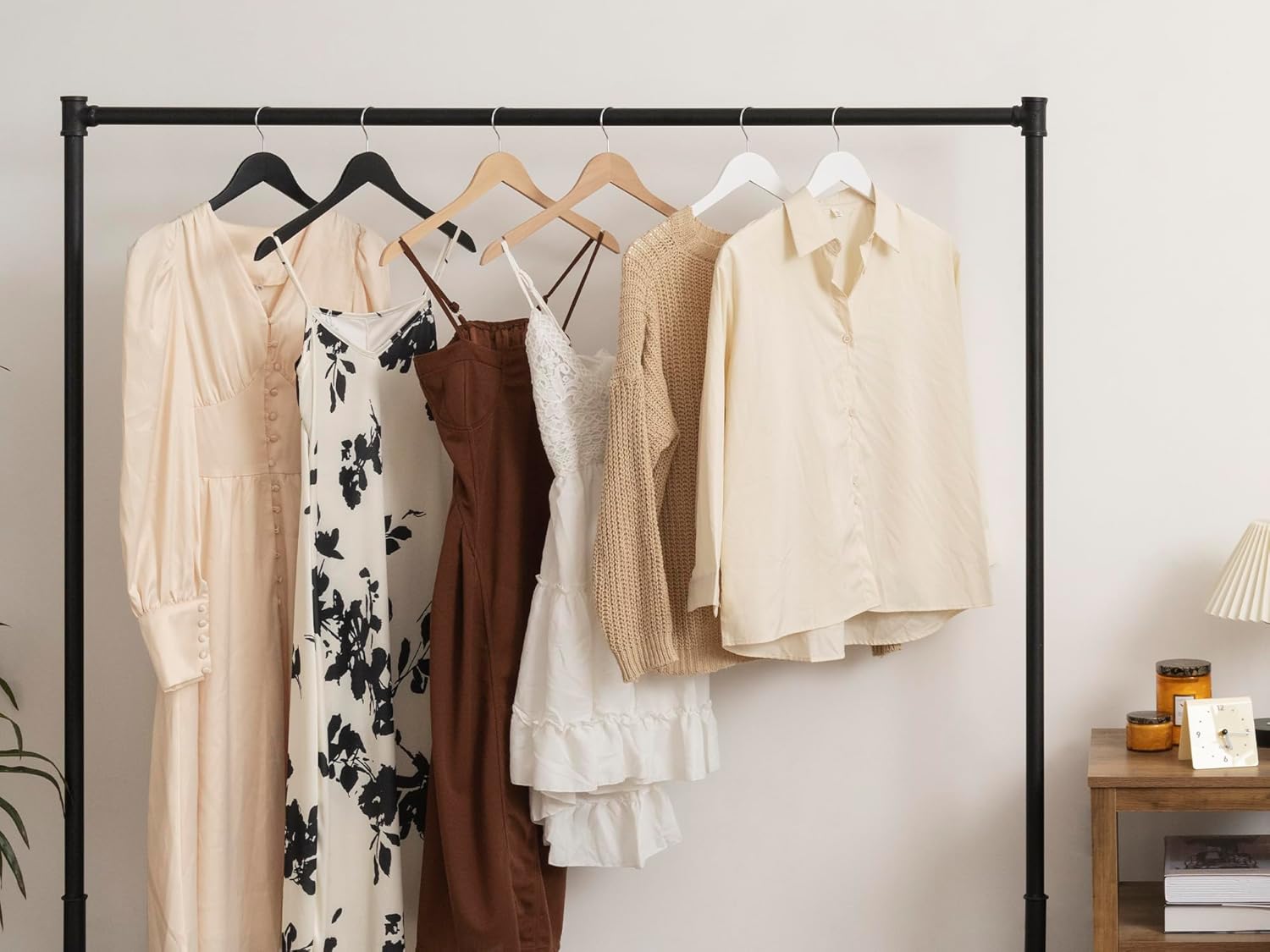 Glossy Natural/Chrome - S/10 Wood Shirt Hanger