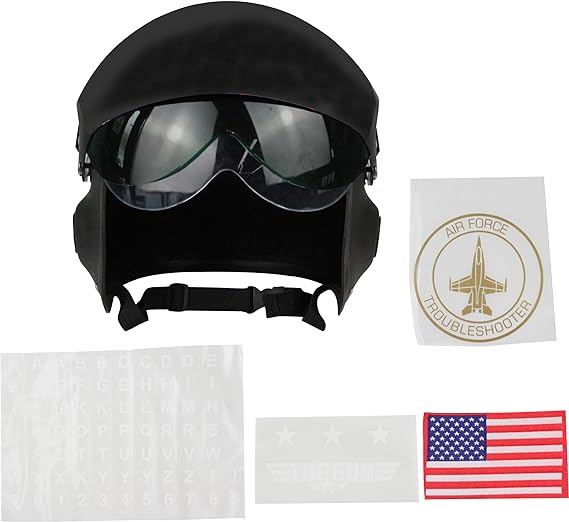 Adult Adjustable Deluxe Black Jet Fighter Pilot Helmet