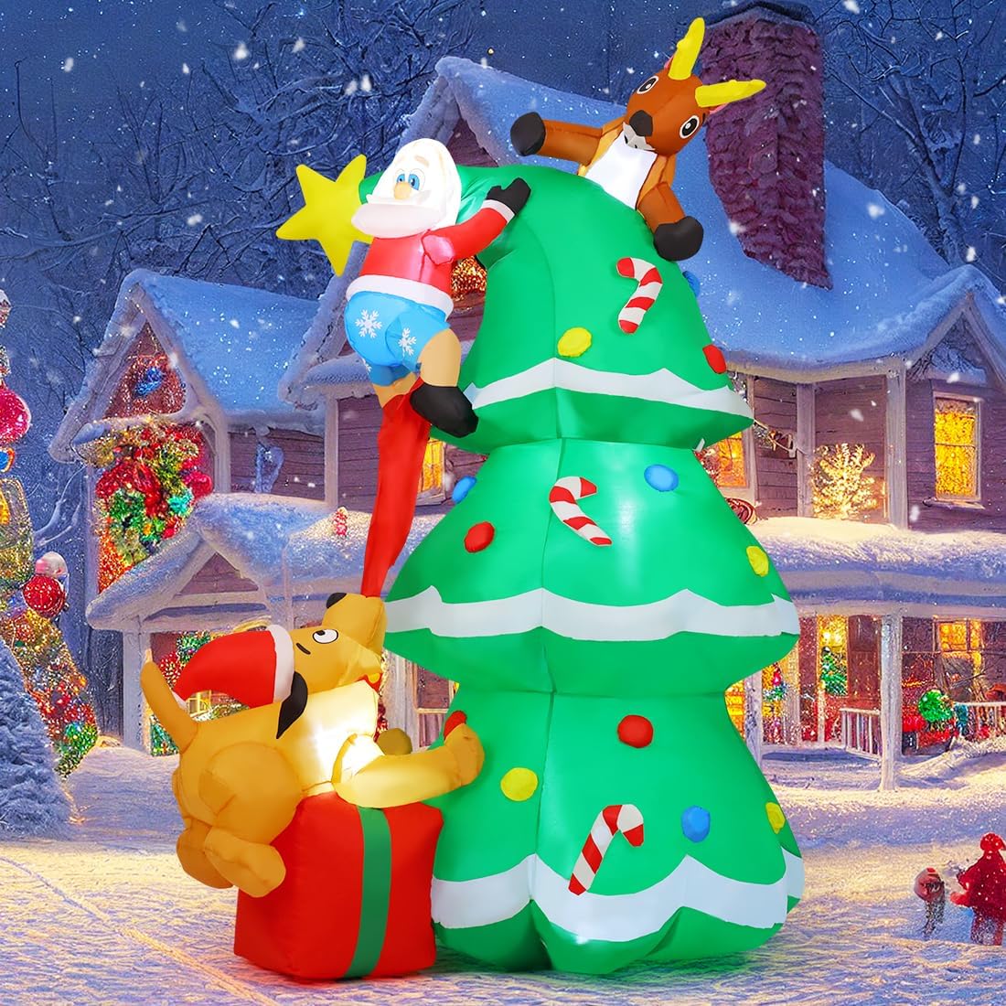 7.8FT Tall Inflatable Christmas Tree Santa with Gifts