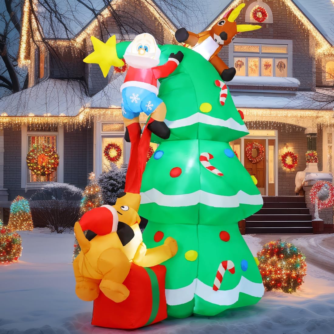 7.8FT Tall Inflatable Christmas Tree Santa with Gifts